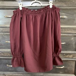 Burgundy Off the Shoulder Top